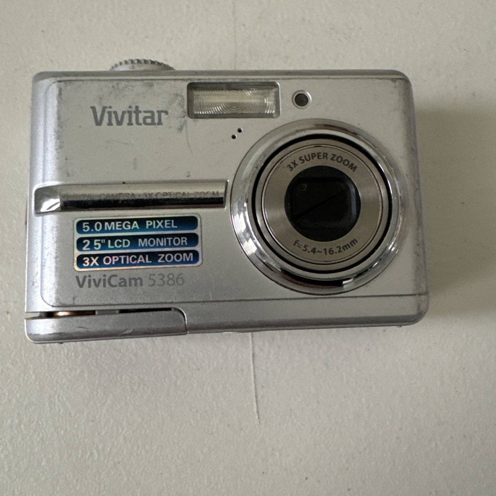 Vivitar ViviCam 5386 5.0MP Compact Digital Camera 3x Zoom 2.5" Silver W/ Manual